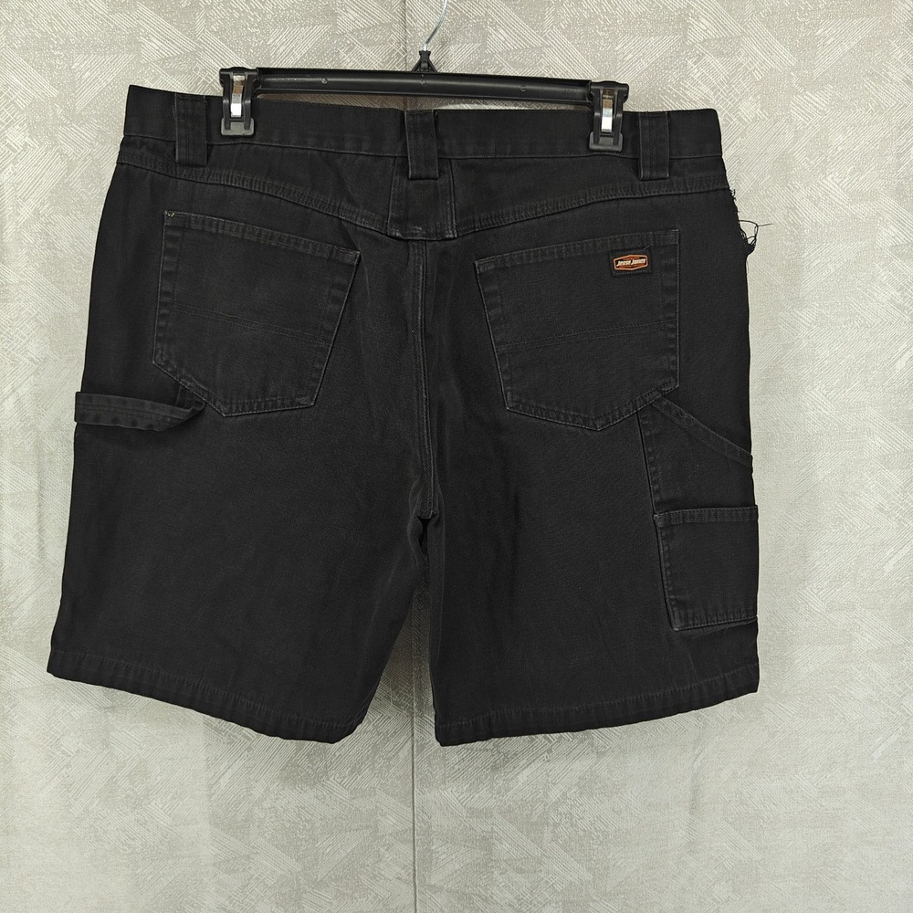 Jesse James Industrial Workwear Shorts Men 38 Black Washed Duck Canvas Carpenter - Picture 2 of 12